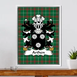 ScotsTee Shop Welsh Arthen (AP SEISYLL) Coat of Arms Family Crest Welsh National Tartan Framed Canvas Print