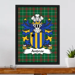 ScotsTee Shop Welsh Andros (or Andrews) Coat of Arms Family Crest Welsh National Tartan Framed Canvas Print