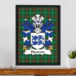 ScotsTee Shop Welsh Hanmer (of Hanmer, Flint) Coat of Arms Family Crest Welsh National Tartan Framed Canvas Print