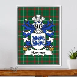 ScotsTee Shop Welsh Hanmer (of Hanmer, Flint) Coat of Arms Family Crest Welsh National Tartan Framed Canvas Print