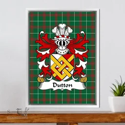 ScotsTee Shop Welsh Dutton (of Dutton of Cheshire) Coat of Arms Family Crest Welsh National Tartan Framed Canvas Print