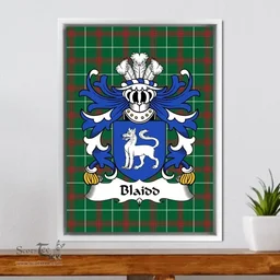 ScotsTee Shop Welsh Blaidd (Y Blaidd Rhudd oÕr Gest) Coat of Arms Family Crest Welsh National Tartan Framed Canvas Print