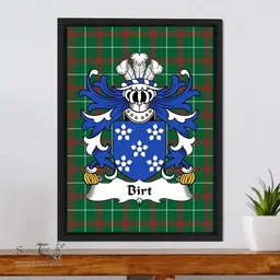 ScotsTee Shop Welsh Birt (of Llwyndyrys, Cardiganshire) Coat of Arms Family Crest Welsh National Tartan Framed Canvas Print