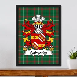 ScotsTee Shop Welsh Aylwarde (of Carmarthen) Coat of Arms Family Crest Welsh National Tartan Framed Canvas Print