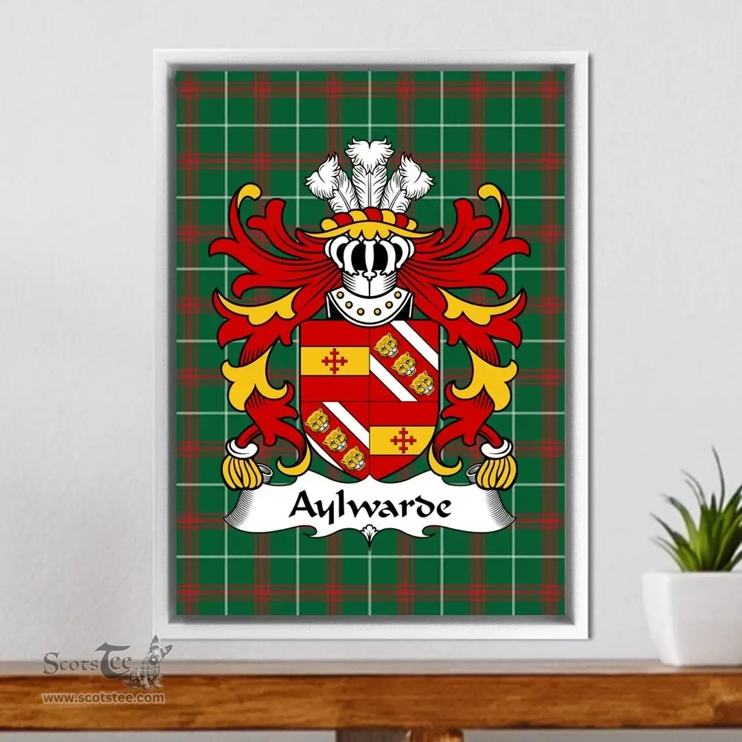 ScotsTee Shop Welsh Aylwarde (of Carmarthen) Coat of Arms Family Crest Welsh National Tartan Framed Canvas Print