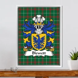 ScotsTee Shop Welsh Blewett (Lords of Raglan) Coat of Arms Family Crest Welsh National Tartan Framed Canvas Print