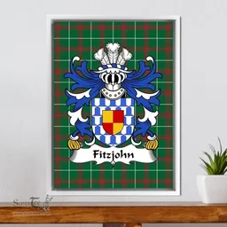 ScotsTee Shop Welsh Fitzjohn Coat of Arms Family Crest Welsh National Tartan Framed Canvas Print