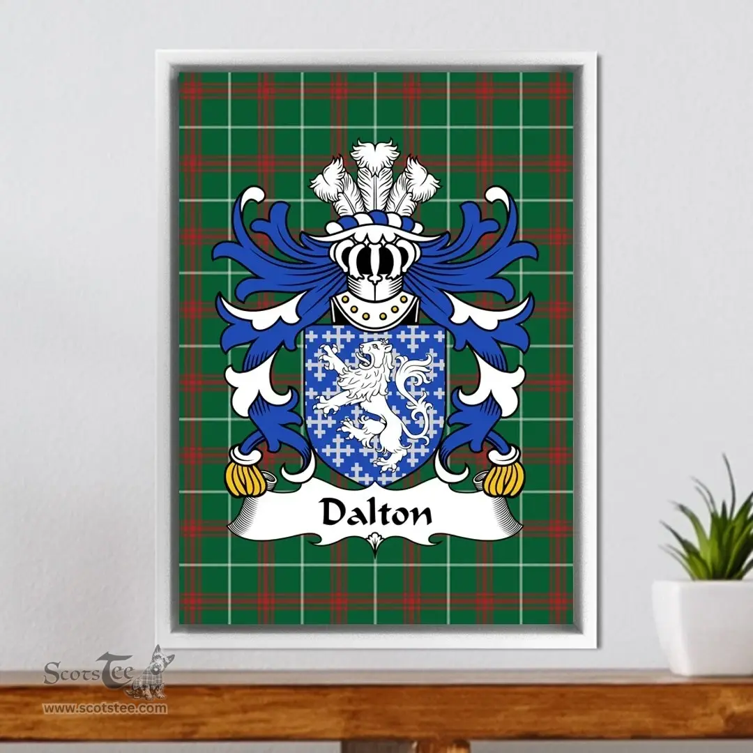 ScotsTee Shop Welsh Dalton (Sir Richard of Althorp, through marriage) Coat of Arms Family Crest Welsh National Tartan Framed Canvas Print