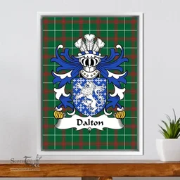 ScotsTee Shop Welsh Dalton (Sir Richard of Althorp, through marriage) Coat of Arms Family Crest Welsh National Tartan Framed Canvas Print
