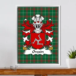 ScotsTee Shop Welsh Owain (AP EDWIN, or Owen) Coat of Arms Family Crest Welsh National Tartan Framed Canvas Print
