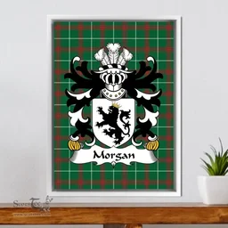 ScotsTee Shop Welsh Morgan (Arxton, Hereford, formerly of Llanddewi) Coat of Arms Family Crest Welsh National Tartan Framed Canvas Print