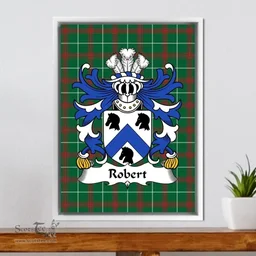 ScotsTee Shop Welsh Robert (AP DAFYDD AP RHYS) Coat of Arms Family Crest Welsh National Tartan Framed Canvas Print