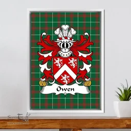 ScotsTee Shop Welsh Owen (of Caer-Fryn, Anglesey) Coat of Arms Family Crest Welsh National Tartan Framed Canvas Print