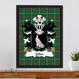 ScotsTee Shop Welsh John (AP HARRY AP LLYWELYN) Coat of Arms Family Crest Welsh National Tartan Framed Canvas Print