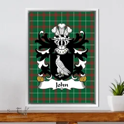 ScotsTee Shop Welsh John (AP HARRY AP LLYWELYN) Coat of Arms Family Crest Welsh National Tartan Framed Canvas Print