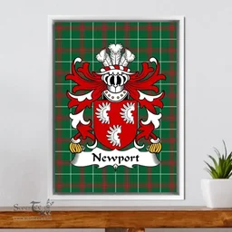 ScotsTee Shop Welsh Newport (Quartered by Lloyd of Foxall) Coat of Arms Family Crest Welsh National Tartan Framed Canvas Print
