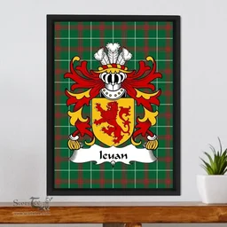 ScotsTee Shop Welsh Ieuan (AP GRUFFUDD) Coat of Arms Family Crest Welsh National Tartan Framed Canvas Print