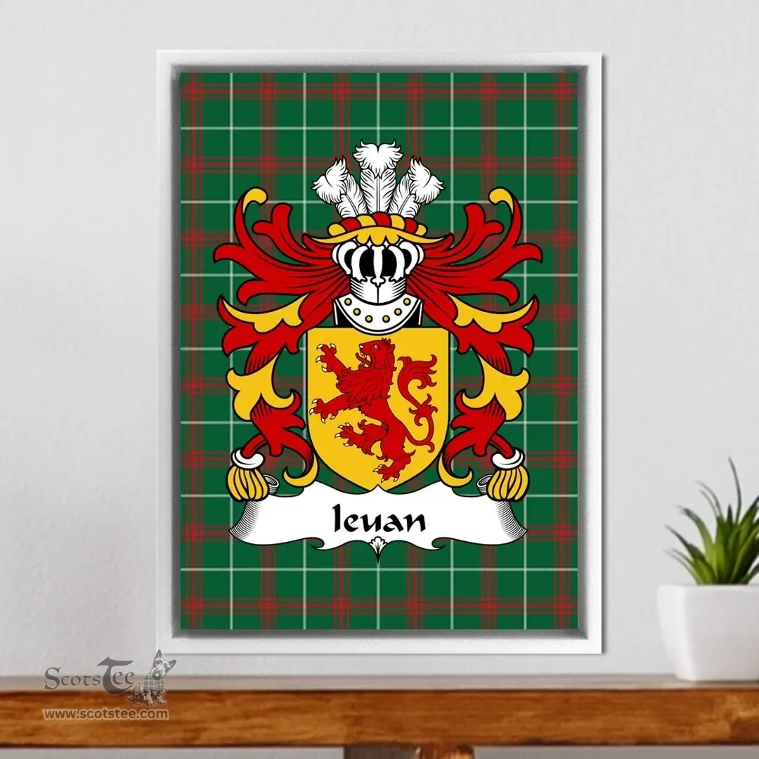 ScotsTee Shop Welsh Ieuan (AP GRUFFUDD) Coat of Arms Family Crest Welsh National Tartan Framed Canvas Print