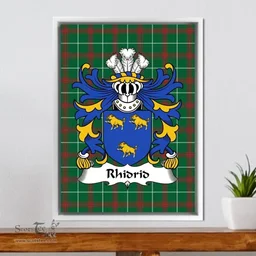 ScotsTee Shop Welsh Rhidrid (AB YNYR, AP JONAS AP GRONWY) Coat of Arms Family Crest Welsh National Tartan Framed Canvas Print