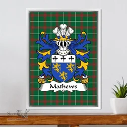 ScotsTee Shop Welsh Mathews (of Blodwel, Llanyblodwel, Shropshire) Coat of Arms Family Crest Welsh National Tartan Framed Canvas Print