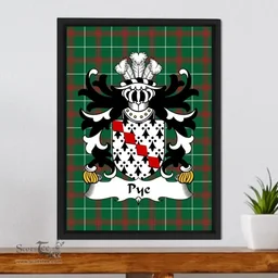 ScotsTee Shop Welsh Pye (of Herefordshire) Coat of Arms Family Crest Welsh National Tartan Framed Canvas Print