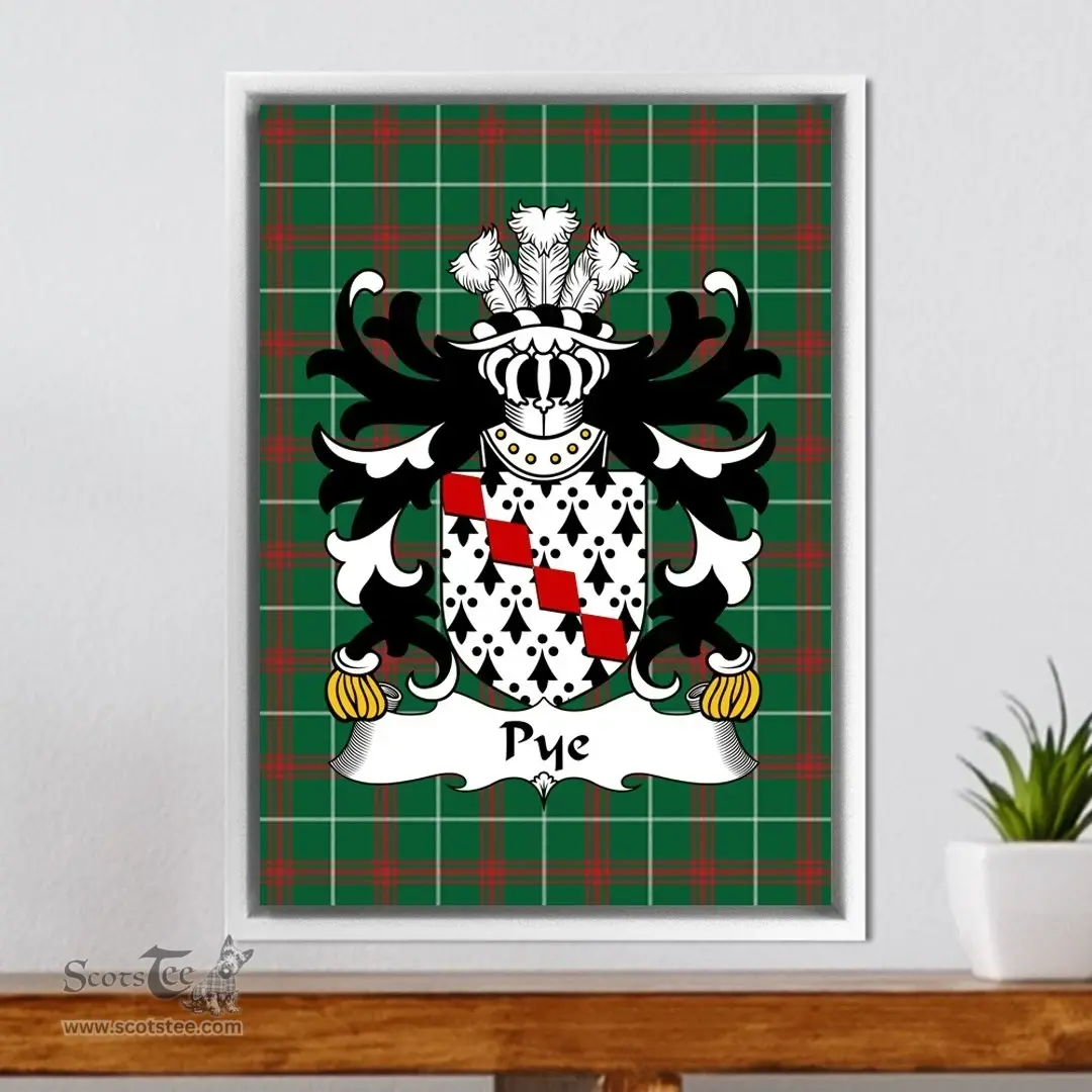 ScotsTee Shop Welsh Pye (of Herefordshire) Coat of Arms Family Crest Welsh National Tartan Framed Canvas Print