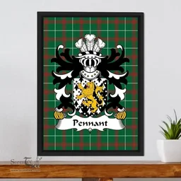 ScotsTee Shop Welsh Pennant (of Penrhyn-Castle, Caernarvonshire) Coat of Arms Family Crest Welsh National Tartan Framed Canvas Print