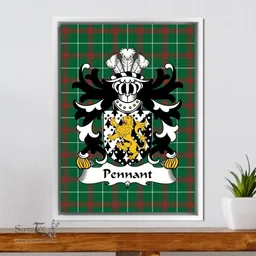 ScotsTee Shop Welsh Pennant (of Penrhyn-Castle, Caernarvonshire) Coat of Arms Family Crest Welsh National Tartan Framed Canvas Print