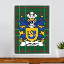 ScotsTee Shop Welsh Langston (of Langiston, Monmouthshire) Coat of Arms Family Crest Welsh National Tartan Framed Canvas Print
