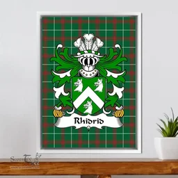 ScotsTee Shop Welsh Rhidrid (FLAIDD-of Penllyn, Merionethshire) Coat of Arms Family Crest Welsh National Tartan Framed Canvas Print