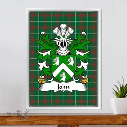 ScotsTee Shop Welsh John (AP JENKIN AP MADOG) Coat of Arms Family Crest Welsh National Tartan Framed Canvas Print