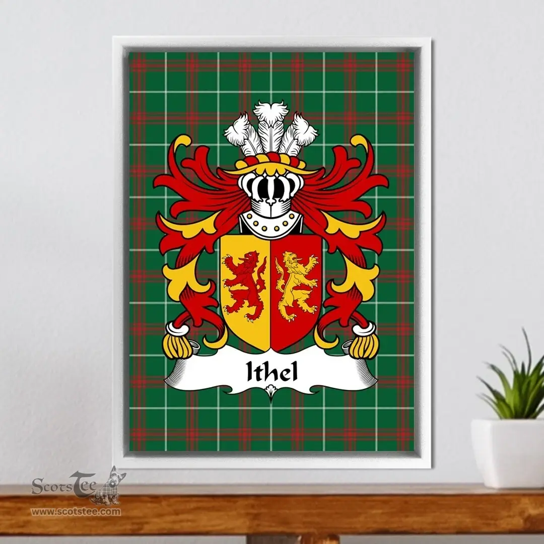 ScotsTee Shop Welsh Ithel (ANWYL, Ap Bleddyn ) Coat of Arms Family Crest Welsh National Tartan Framed Canvas Print