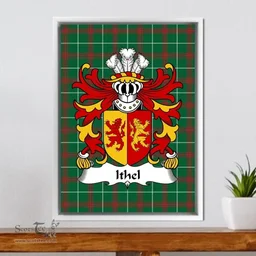 ScotsTee Shop Welsh Ithel (ANWYL, Ap Bleddyn ) Coat of Arms Family Crest Welsh National Tartan Framed Canvas Print