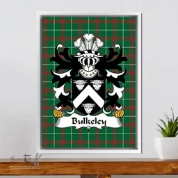 ScotsTee Shop Welsh Bulkeley (of Anglesey) Coat of Arms Family Crest Welsh National Tartan Framed Canvas Print