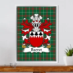 ScotsTee Shop Welsh Barret Coat of Arms Family Crest Welsh National Tartan Framed Canvas Print