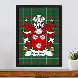 ScotsTee Shop Welsh Brochwel (AP MOELYN) Coat of Arms Family Crest Welsh National Tartan Framed Canvas Print