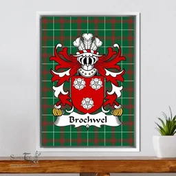 ScotsTee Shop Welsh Brochwel (AP MOELYN) Coat of Arms Family Crest Welsh National Tartan Framed Canvas Print