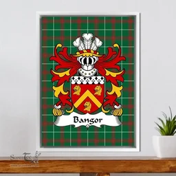ScotsTee Shop Welsh Bangor (ap Dafydd Bangor) Coat of Arms Family Crest Welsh National Tartan Framed Canvas Print