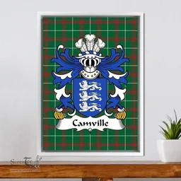 ScotsTee Shop Welsh Camville (Lords of Llansteffan) Coat of Arms Family Crest Welsh National Tartan Framed Canvas Print