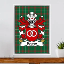 ScotsTee Shop Welsh Bowen (of Llwchmeilir, Pembrokeshire) Coat of Arms Family Crest Welsh National Tartan Framed Canvas Print