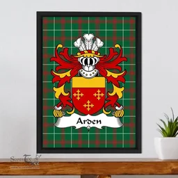 ScotsTee Shop Welsh Arden (Sir John, of Cheshire) Coat of Arms Family Crest Welsh National Tartan Framed Canvas Print