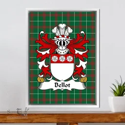 ScotsTee Shop Welsh Bellot (Burton, Denbighshire) Coat of Arms Family Crest Welsh National Tartan Framed Canvas Print