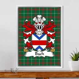 ScotsTee Shop Welsh Bach (AP GWAITHFOED) Coat of Arms Family Crest Welsh National Tartan Framed Canvas Print