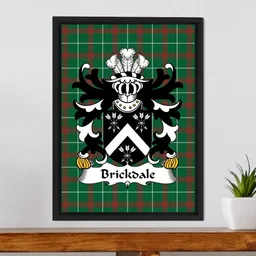 ScotsTee Shop Welsh Brickdale (of Conwy, North Wales) Coat of Arms Family Crest Welsh National Tartan Framed Canvas Print