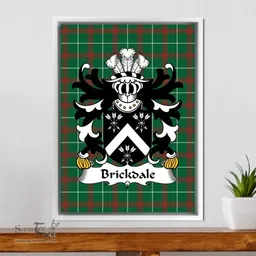 ScotsTee Shop Welsh Brickdale (of Conwy, North Wales) Coat of Arms Family Crest Welsh National Tartan Framed Canvas Print