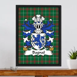 ScotsTee Shop Welsh Bagnal (of Anglesey) Coat of Arms Family Crest Welsh National Tartan Framed Canvas Print