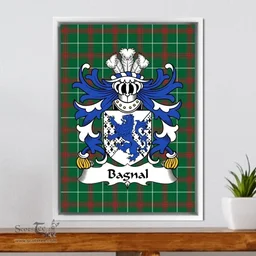 ScotsTee Shop Welsh Bagnal (of Anglesey) Coat of Arms Family Crest Welsh National Tartan Framed Canvas Print