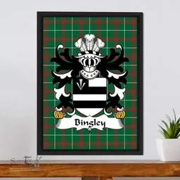 ScotsTee Shop Welsh Bingley (of Flint) Coat of Arms Family Crest Welsh National Tartan Framed Canvas Print