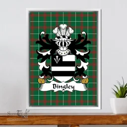 ScotsTee Shop Welsh Bingley (of Flint) Coat of Arms Family Crest Welsh National Tartan Framed Canvas Print