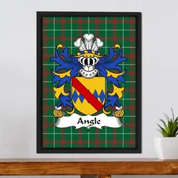ScotsTee Shop Welsh Angle (Pembrokeshire) Coat of Arms Family Crest Welsh National Tartan Framed Canvas Print